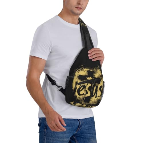 Jesus Cross Sling Backpack Travel Hiking Daypack Crossbody Sling Bag Adjustable Chest Shoulder Bag For Men Women - color: Jesus Cross 1