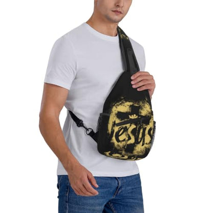 Jesus Cross Sling Backpack Travel Hiking Daypack Crossbody Sling Bag Adjustable Chest Shoulder Bag For Men Women - color: Jesus Cross 1