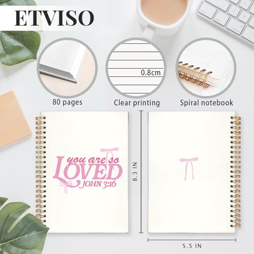 Coquette Pink Bow Christian Notebook, John 3:16 Bible Journaling, Religious Prayer Journal for Woman, Church Notes Notebook, Scripture Hardcover Spiral Notebooks 5.5x8.3 Inch - color: 05-Bible(04)