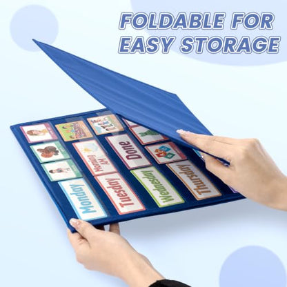 2-in-1 Autism Visual Schedule Pocket Chart with Cards for Classroom - size: Visual Schedule