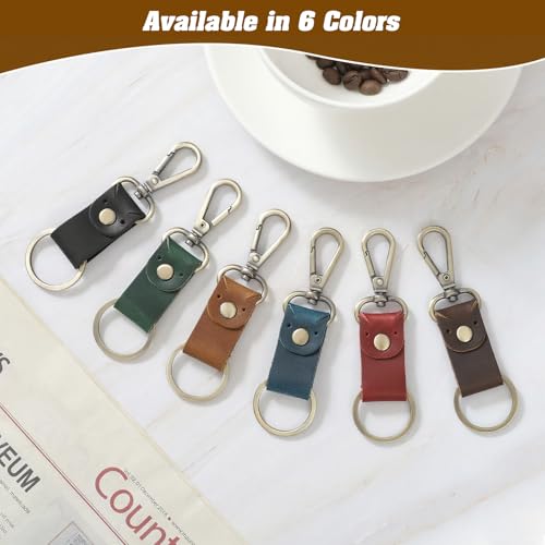 Jack&Chris Genuine Leather Keychain, Small Keychain for Man and Women, Key Holder Mens Belt Key Chain Ring, Red Brown - color: 3pack-green