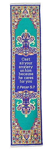 Don't Be Anxious, Themed Assortment of 4 Woven Fabric Bible Verse Bookmarks, Silky Soft & Flexible Religious Bookmarkers for Novels Books & Bibles, Woven Design, Memory Verse Gift - color: Don't Be Anxious