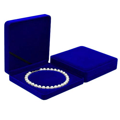 Jewelry Set Velvet Box Necklace Earring Ring Necklace Bracelet Gift Display Case Wedding Jewelry Storage Holder (Royal Blue for Pearl Necklace) - color: Royal Blue for Pearl Necklace