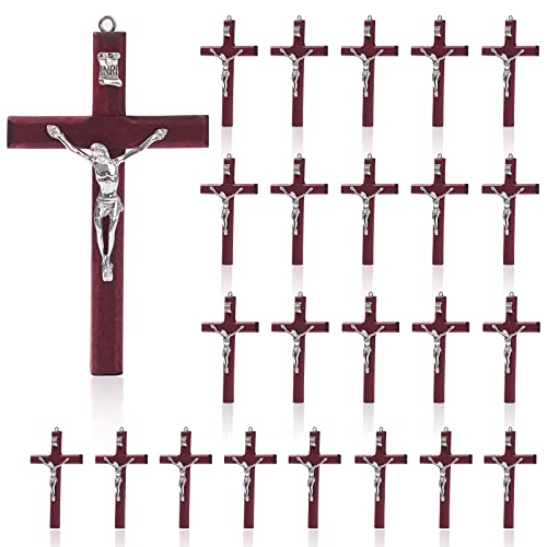 SHAOQINLIN 24 Pieces Crucifix Wall Cross, 4.7 Inch Wooden Wall Hanging Cross Wall Decor Home Decor - size: 24 PCS