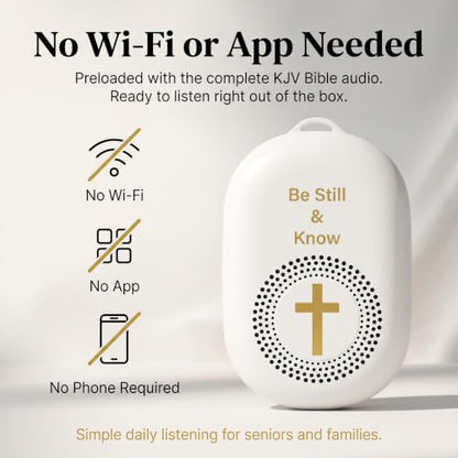 Upgraded KJV Audio Bible Player, 1189 Separate Tracks, Mood Bible, Portable Talking Electronic Bible with MicroSD, King James Version New & Old Testament, Gifts for Seniors, White - color: White