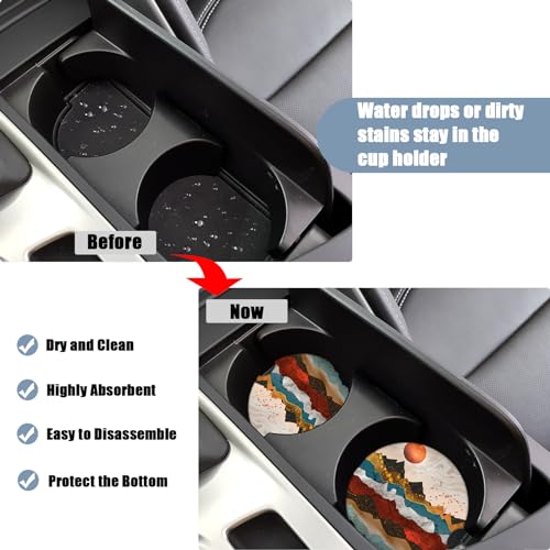 Cup Holders Car Coasters - Mountain Sunset Absorbent Ceramic Coaster, Drink Cup Holder Coasters, Auto Accessories for Women & Men, Pack of 2 - color: Mountain Sunset