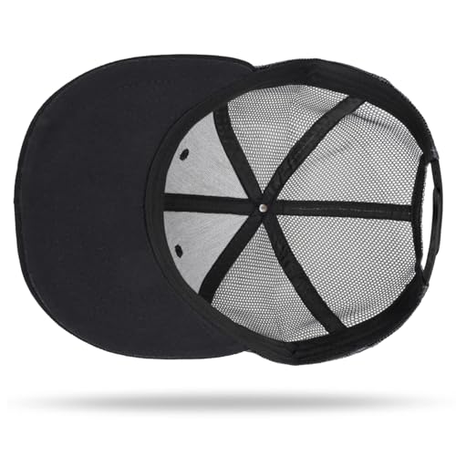 Christian Hats for Men Women - Cross Faith Flat Snapcback Hats - Religious Gifts for Thanksgiving Christmas - color: Black Mesh/White Cross