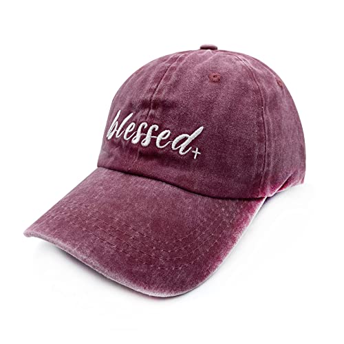 Waldeal Women's Embroidered Dad Hat, Adjustable Vintage Washed Cotton Baseball Cap for Men - color: Burgundy