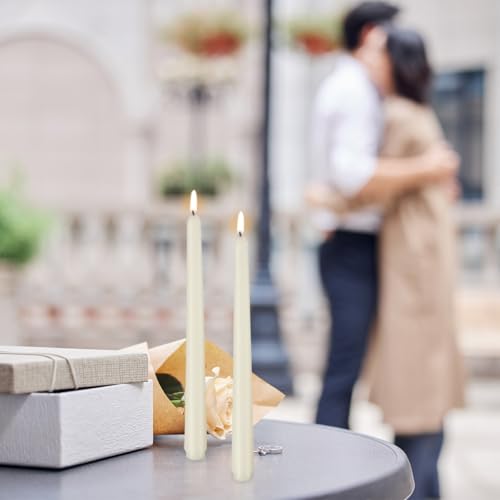 Ivory Taper Candles, Set of 24 Unscented and Smokeless 10 Inch Taper Candles Long Burning, Paraffin Wax with Cotton Wicks for Burning Approxinately 7-8 Hours Time (Pack of 4) - size: 10 Inch (Pack of 4)