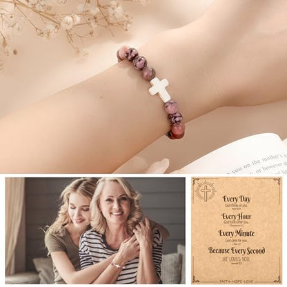 Christian Grandparents - Day Gifts for Women, Religious Cross Bracelet - color: Every -Red