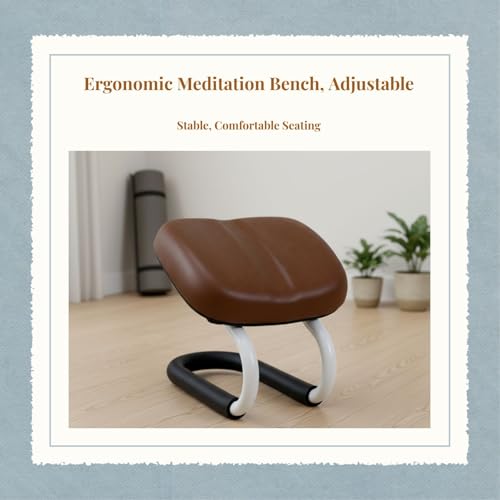 Menolana Ergonomic Folding Meditation Bench with Padded Seat, Wooden Kneeling Stool for Prayer and Stretching, Non-Slip Design for Home and Studio - color: Brown B