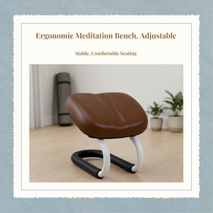 Menolana Ergonomic Folding Meditation Bench with Padded Seat, Wooden Kneeling Stool for Prayer and Stretching, Non-Slip Design for Home and Studio - color: Brown B
