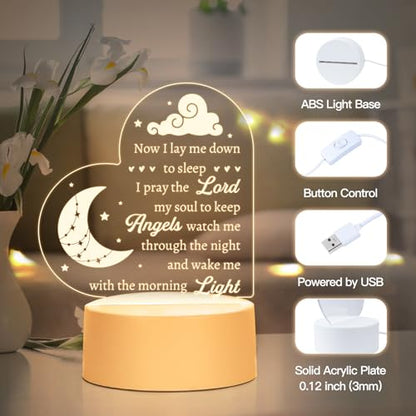 Baptism Gifts for Girl Boy, Cozy Baby Nursery Night Light for Bedtime Prayer, Baby Christening Gifts for Boys Girls Kids, Dedication Baptismal Confirmation Gifts, Baby Room Decor, Baptism Decorations