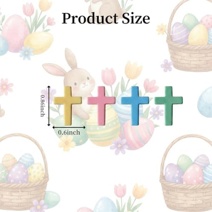 60 Pcs Mini Resin Cross Charms for Jewelry Making, 4 Pastel Colors
