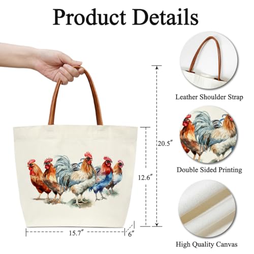 Chicken Bag Chicken Tote Bag, Chickens Gifts for Women, Rooster Canvas Tote Bag For Women, Grocery Shopping Handbag -49 - style: Chicken