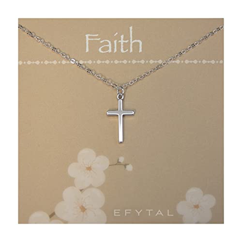 EFYTAL Confirmation Gifts for Teen, 925 Sterling Silver Cross Necklace for Women, Religious Gifts for Women - style: Faith