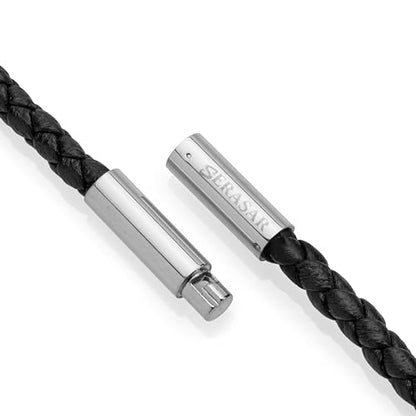 SERASAR Premium Leather Necklace Men | Stainless Steel Pendant | Secure Clasp | Three Colors | Jewelry Box Included - color: Silver, size: 50cm, style: Cross