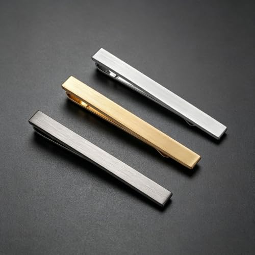 3Pcs Skinny Tie Clip Set Fancy Tie Clips For Men Unique - color: Brushed 3 Colors Set