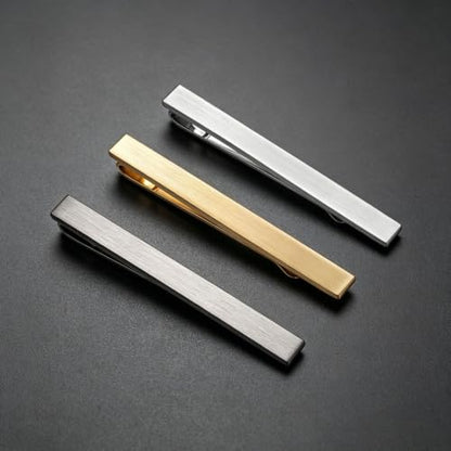 3Pcs Skinny Tie Clip Set Fancy Tie Clips For Men Unique - color: Brushed 3 Colors Set