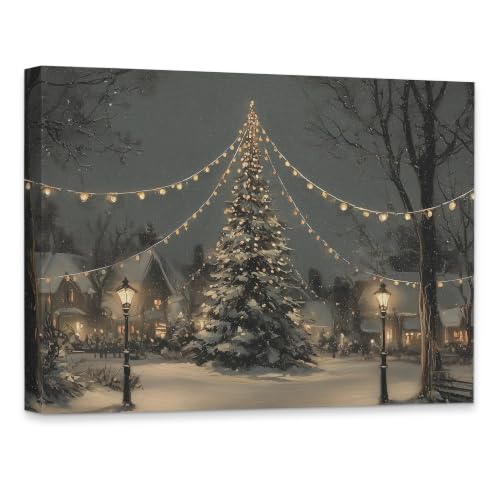 KSDUT Christmas Christmas Winter Pine Tree Framed Wall Art 14x11 Inch - color: Christmas-20