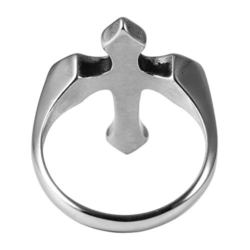 HZMAN Retro Simple Unisex Christian Stainless Steel Religious Cross Ring.