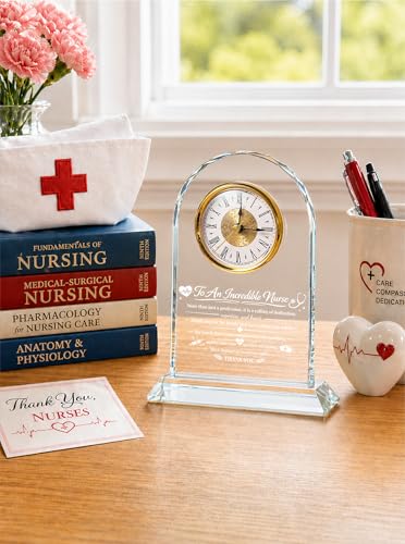 Nurse Gifts for Women, Nurses Week Appreciation Glass Clock - color: Nurse Gift