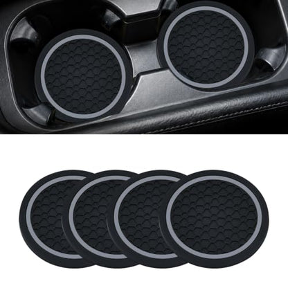 4PCS Car Cup Holder Coasters - 2.75 Inch Non-Slip Insert Water Bottle Holder Pads, Dustproof Automotive Interior Accessories Mat, Universal for Vehicles, Trucks, RVs (Grey) - color: Grey