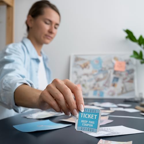 DGBDPACK 500 Pcs 50/50 Double Raffle Tickets, Blue - color: Blue