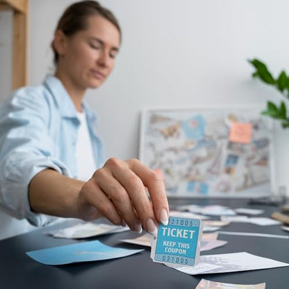 DGBDPACK 500 Pcs 50/50 Double Raffle Tickets, Blue - color: Blue
