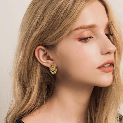 14K Gold Earring Cross Waterdrop Butterfly Heart Knot Earrings for Women Gold Silver Cross Leverback Drop Gold Silver Teardrop Hoop Dangle Earring White Gold Dangle Drop Earring - color: Gold-Statement Knot Dangle Earring