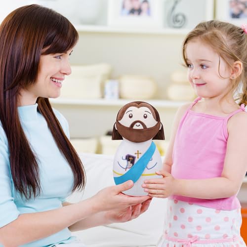 Christian Jesus Stuffed Bible Plush - Classic Religious Savior My Friend Jesus Plush Doll Toys with Smile Religious, Party Favors Gift for Kids Baptism Prayer Gift10 Inch - style: Bible jesus Blue