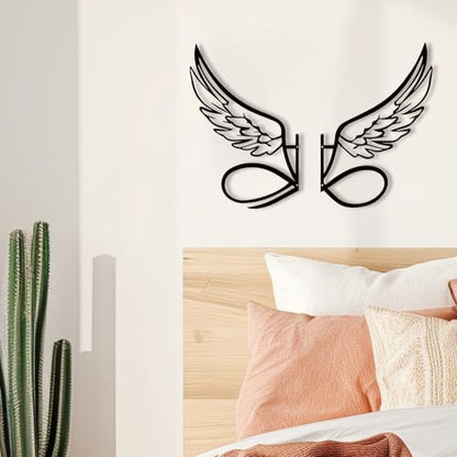 DUOOLN Angel Wings Metal Wall Decor Art, Abstract Butterfly Sculpture-Black - color: Black - Angel's Wings Large