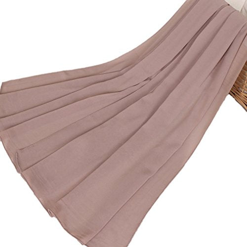LMVERNA Solid Color Bubble Chiffon Scarf for Women Fashion Soft Hijab Long Scarfs Wrap Scarves - color: Light Khaki