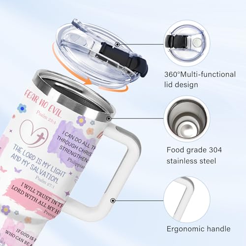Christian Gifts for Women 40oz Tumbler - Insulated Travel Mug with Handle (God 1, 40 Ounces) - color: God 1