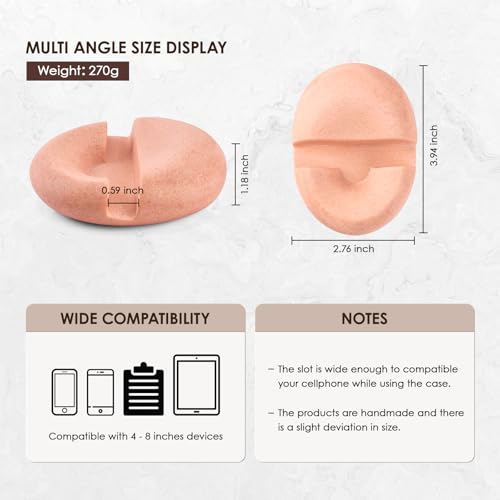 Artificial Stone Cell Phone Stand for Desk Handcraft Pebble Shape Minimalist Decor for Desk Kitchen Counter Office Easy of Use Sturdy and Stable(Orange Granite Rock Style) - color: orange granite stone
