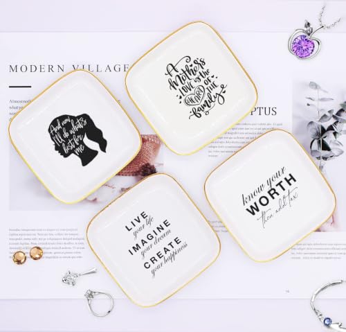 Motivational Quotes Ring Dish,Decorative Ceramic Ring Holder Jewelry Tray - style: Live Your Life