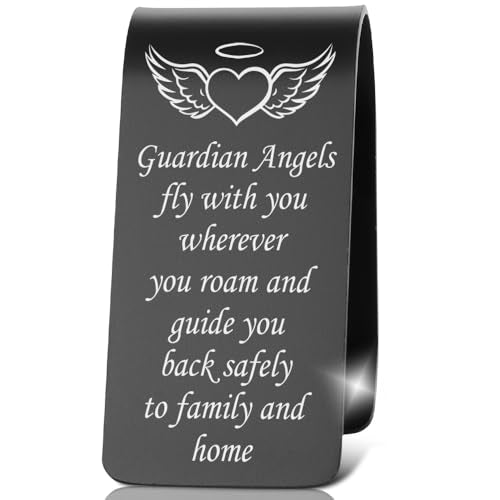 Stainless Steel Car Visor Clip, Guardian Angel - Themed Religious Gift for Travelers, Heartfelt Keepsake for Faith - Focused Roamers, Inspirational Present for Spiritual Explorers, XXE4 - color: Black-E4