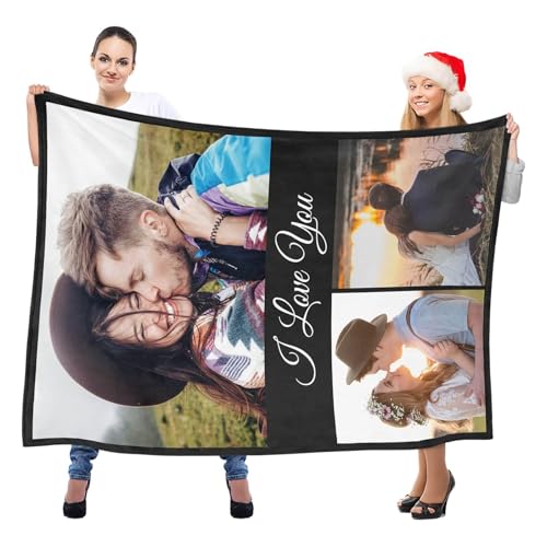 inkArts Custom Blankets with Photo, Personalized Blankets, Customized Photo Blanket, Custom Picture Blanket, Personalized Anniversary Couple Gifts for Women Men Her Him Girlfriend Boyfriend - color: 3 Photos-2