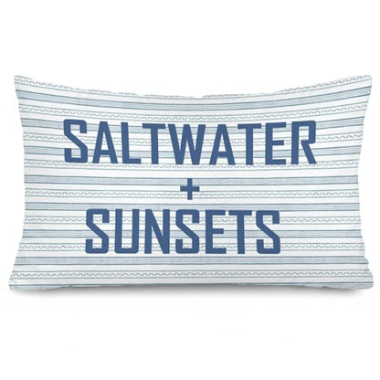 Blue Coastal Beach 12x20 Pillow Cover, Coastal Home Room Decor - color: 02-saltwater + Sunsets(white01)