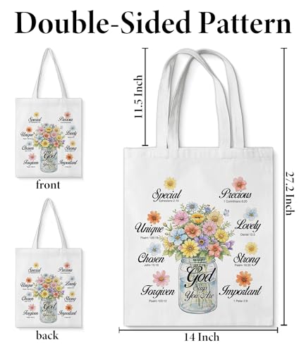 Aesthetic Canvas Tote Bag for Women Man，Christian Bible Verse Reusable Grocery Shoulder Bag for Shopping Work Travel - color: Christian 08