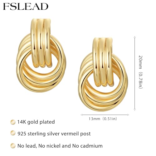 14K Gold Earring Cross Waterdrop Butterfly Heart Knot Earrings for Women Gold Silver Cross Leverback Drop Gold Silver Teardrop Hoop Dangle Earring White Gold Dangle Drop Earring - color: Gold-Statement Knot Dangle Earring