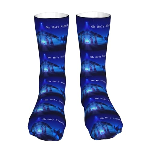Christian Christmas Nativity Scene O Holy Night Sock Womens Short Stockings Casual Sport Crew Socks for Women Men - color: Brass