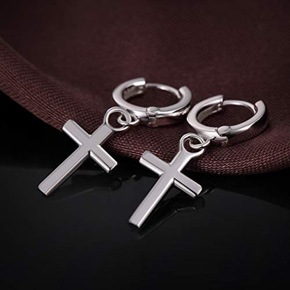 Han han 925 Sterling Silver Cross Earrings for Women and Men - style: E-Small cross earrings silver