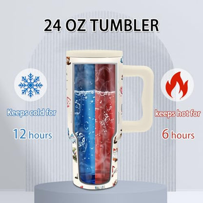 GNOMES Gift for Women, 24oz GNOMES Themed Tumbler with Handle & Straw - color: GNOMES1