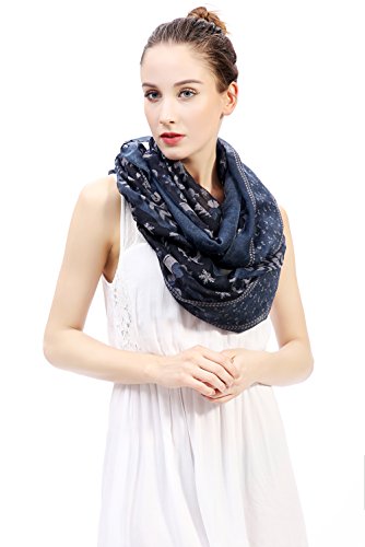 Lina & Lily Holiday Christmas Pattern Print Women's Infinity Scarf Lightweight - color: Blue, Christmas