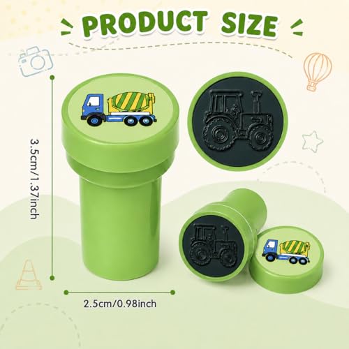 Cinrobiye 24 Pcs Construction Vehicle Stampers Party Favor Set, Cute Building Truck Stamps for Kids Birthday Party, Classroom Rewards, Carnival Prizes, Goody Bag Fillers, Themed Party Supplies - color: Construction Vehicle