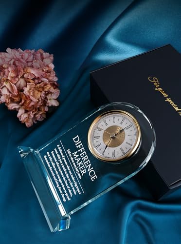 Difference Maker Glass Clock Gift – Appreciation for Teacher Leader Mentor - color: Difference Maker Clock Gift