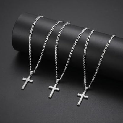 Cross Necklace for Men,6MM Stainless Steel Cuban Link Chain Necklace