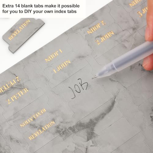 Leather Bible Tabs, Bible Tabs for Women and Men(Gold Foil Lettering) Large Print Stickers, Easy to Read and Apply, 66 Chapters & 14 Blank Labels for Easy Navigation, Bible Study Supplies(Grey Marble) - style: Leather Grey Marble