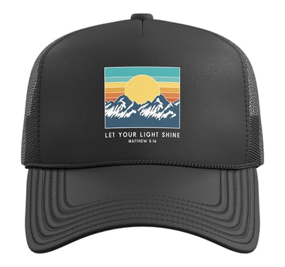 Let Your Light Shine Matthew 5:16 - Vintage Bible Verse Trucker Hat with Adjustable Mesh Back
